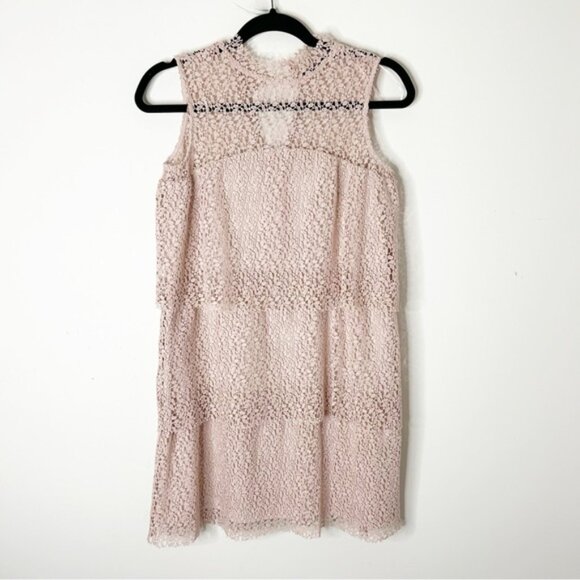 ZARA Women's Mini Dress Lace Crochet Tiered layers Romantic Pink nude Size XS - Picture 10 of 16